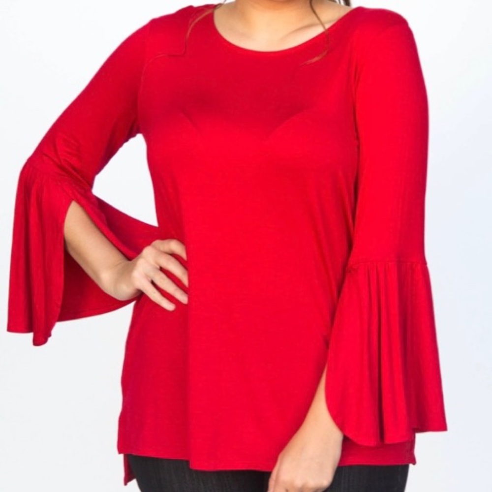 Agnes & Dora Bell Sleeve Tunic- Red